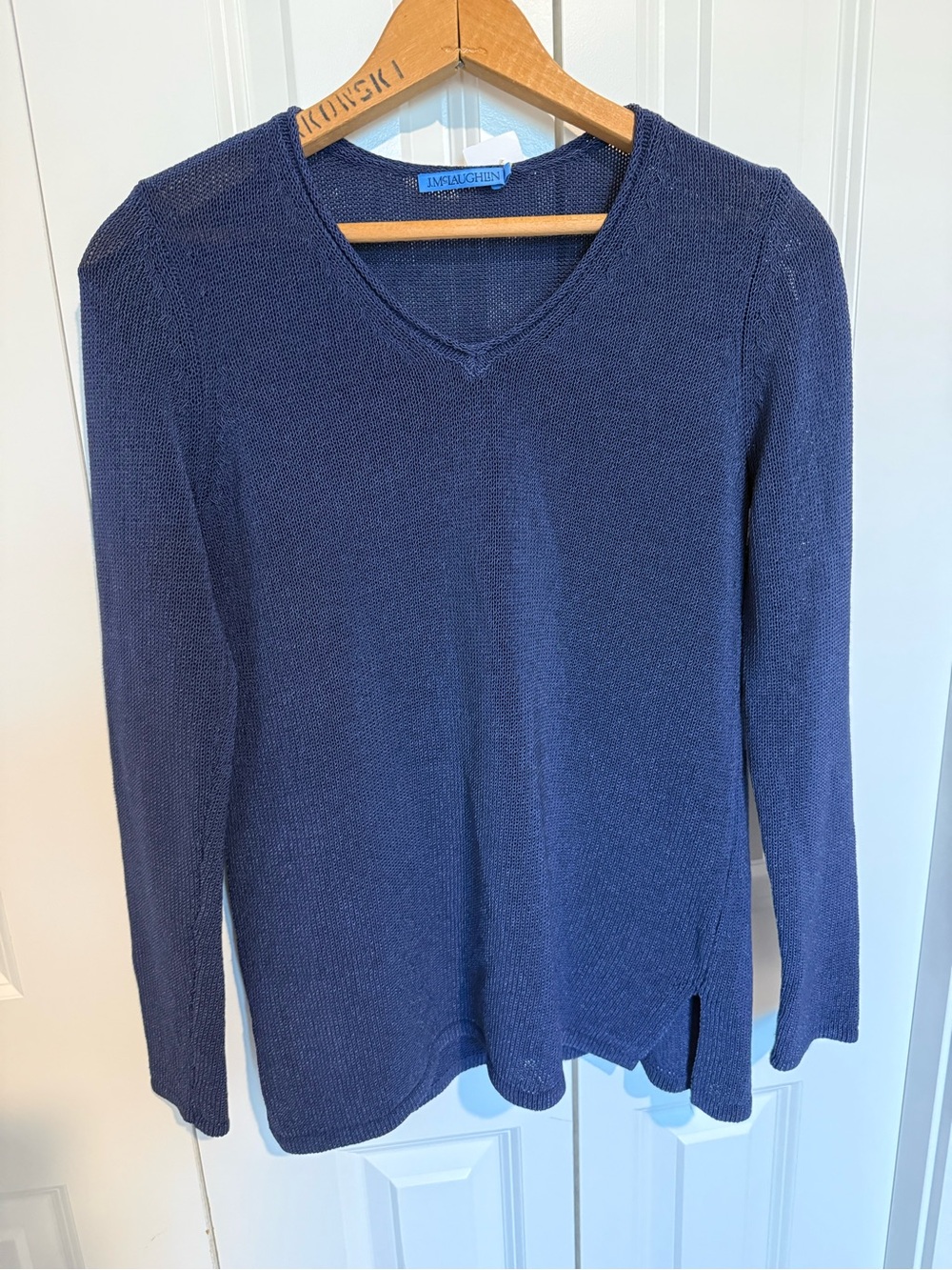 J McLaughlin Callum Sweater Knit V Neck Blue Sz Small